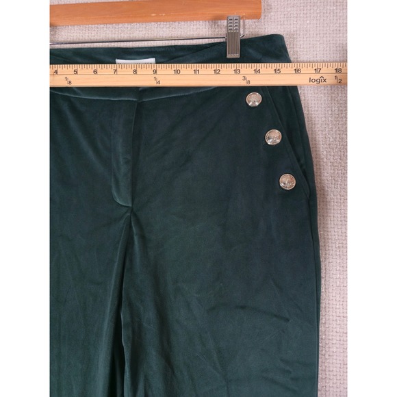 Maison D Amelie Paris Velvet Flare Sailor Button Pants Emerald Green Size 8 - Picture 4 of 9